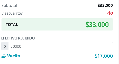 Resumen de pago en el punto de venta